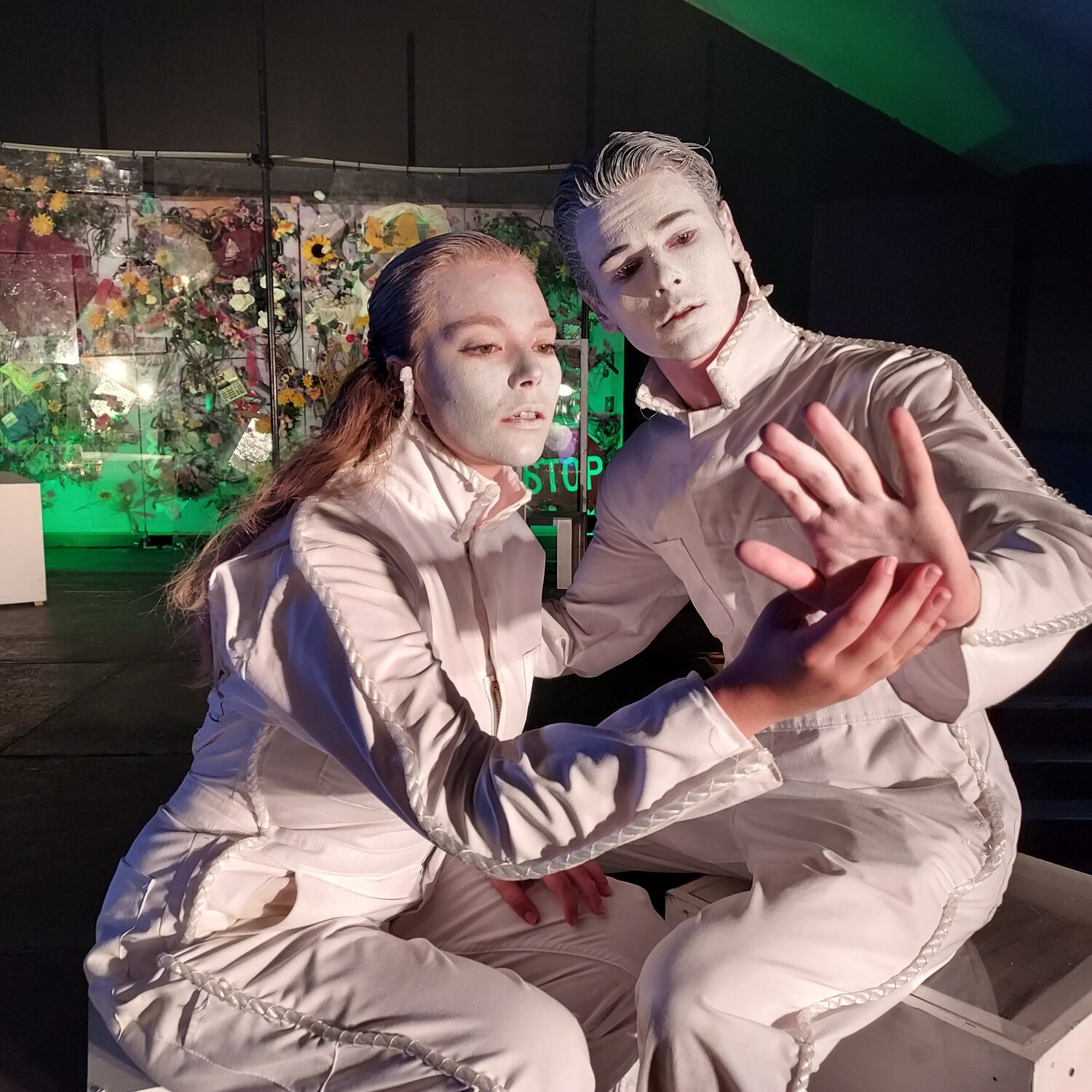 Actors Sophia Claire Smith and Will Thames gave stand-out performances in River Rep Theatre's "dystopian classic" "WE"  at the Delaware Valley Opera Center in Lake Huntington, NY.